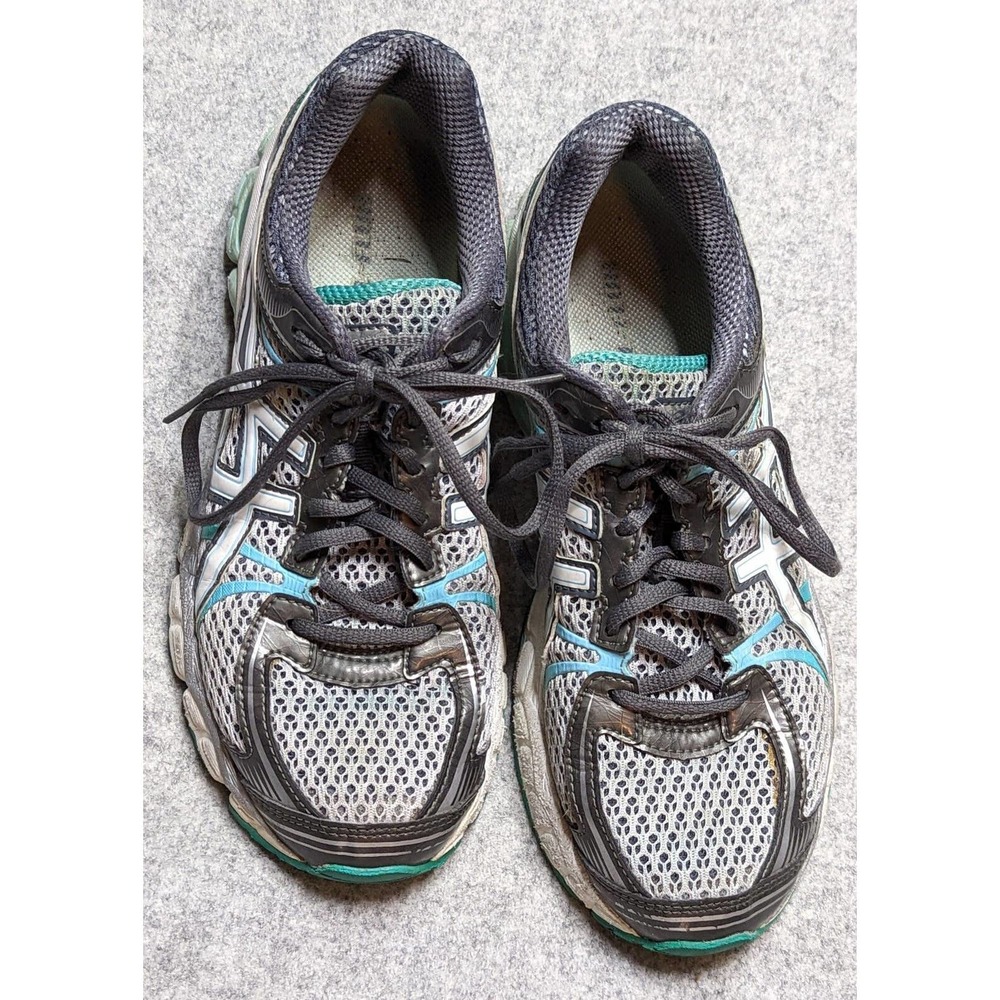 Asics Womens Gel Flux T3D9N White Blue Lace Up Running Athletic Shoes Size 8